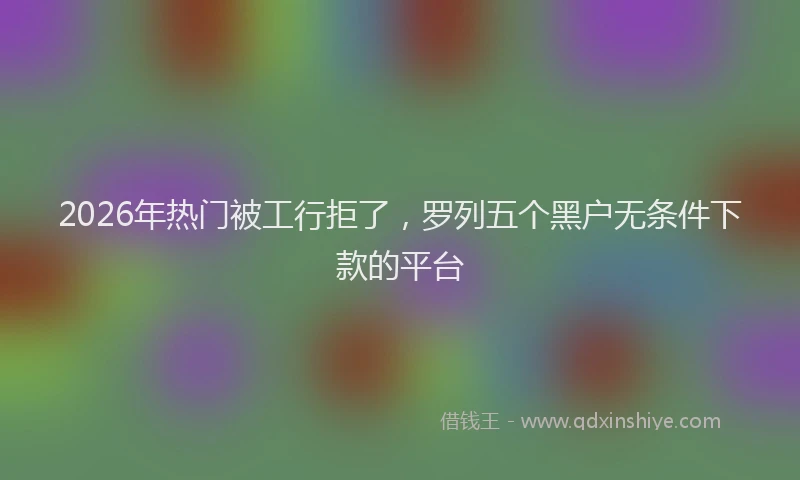 2026年热门被工行拒了，罗列五个黑户无条件下款的平台