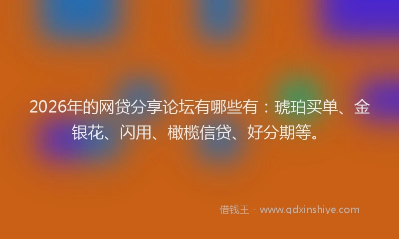 2026年的网贷分享论坛有哪些有：琥珀买单、金银花、闪用、橄榄信贷、好分期等。