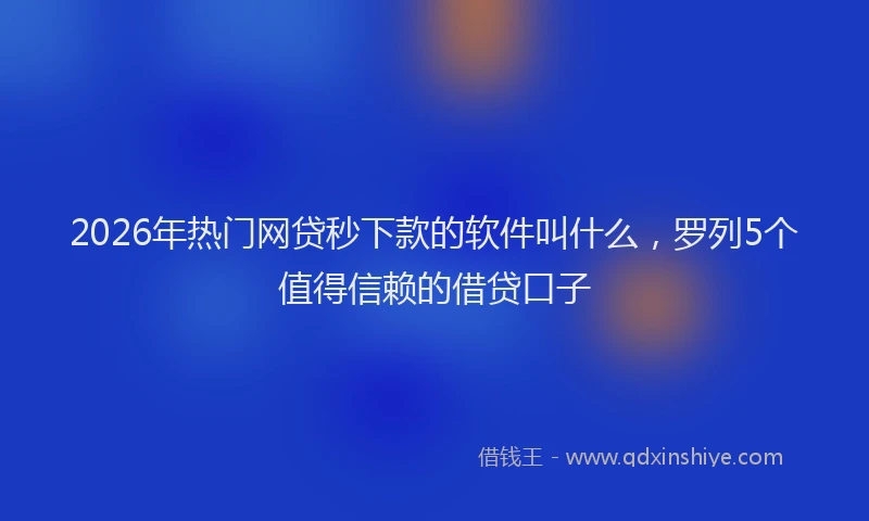 2026年热门网贷秒下款的软件叫什么，罗列5个值得信赖的借贷口子