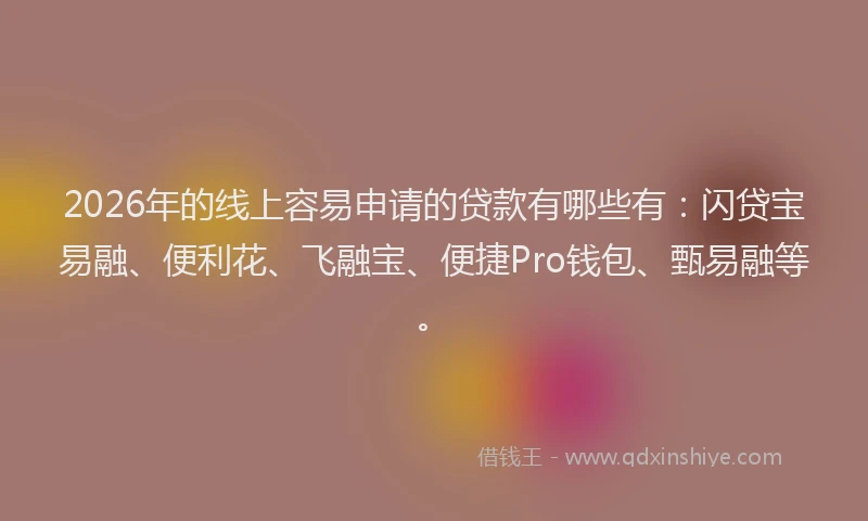 2026年的线上容易申请的贷款有哪些有:闪贷宝易融、便利花、飞融宝、便捷Pro钱包、甄易融等。