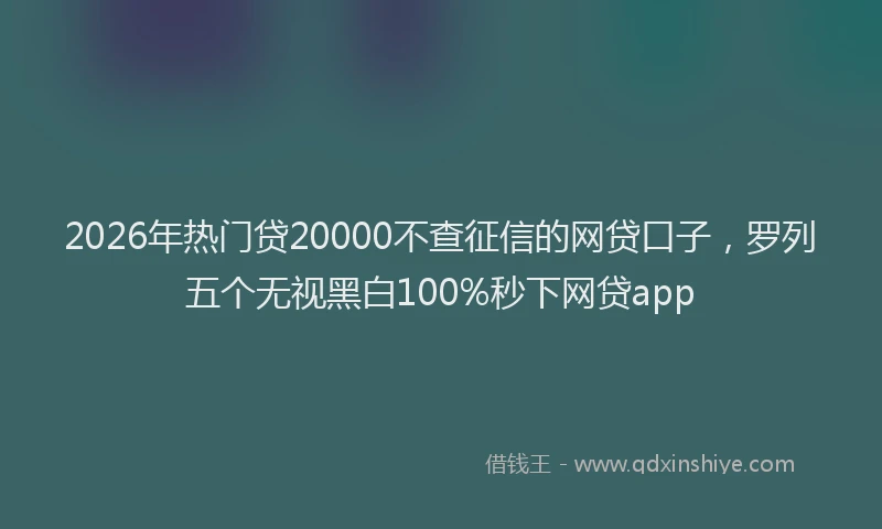2026年热门贷20000不查征信的网贷口子，罗列五个无视黑白100%秒下网贷app