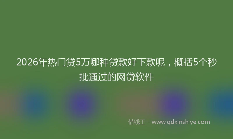 2026年热门贷5万哪种贷款好下款呢，概括5个秒批通过的网贷软件