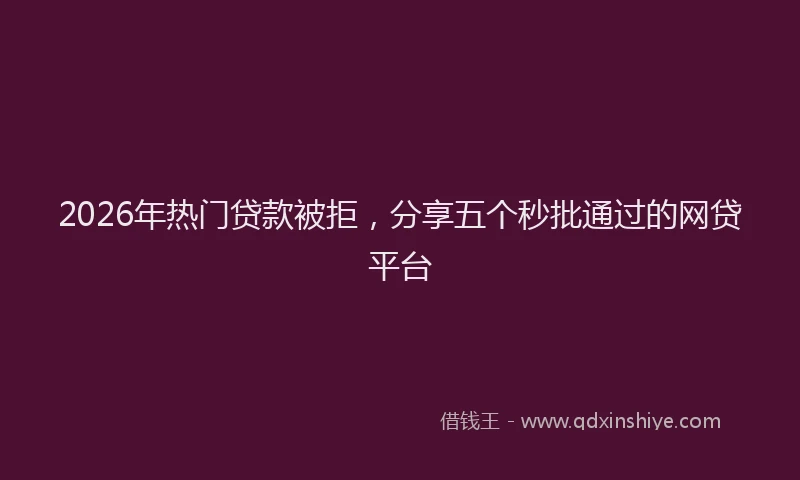 2026年热门贷款被拒，分享五个秒批通过的网贷平台