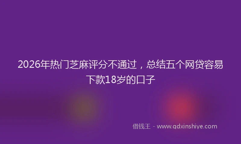 2026年热门芝麻评分不通过，总结五个网贷容易下款18岁的口子