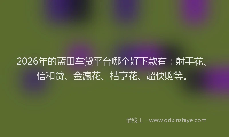 2026年的蓝田车贷平台哪个好下款有：射手花、信和贷、金瀛花、桔享花、超快购等。