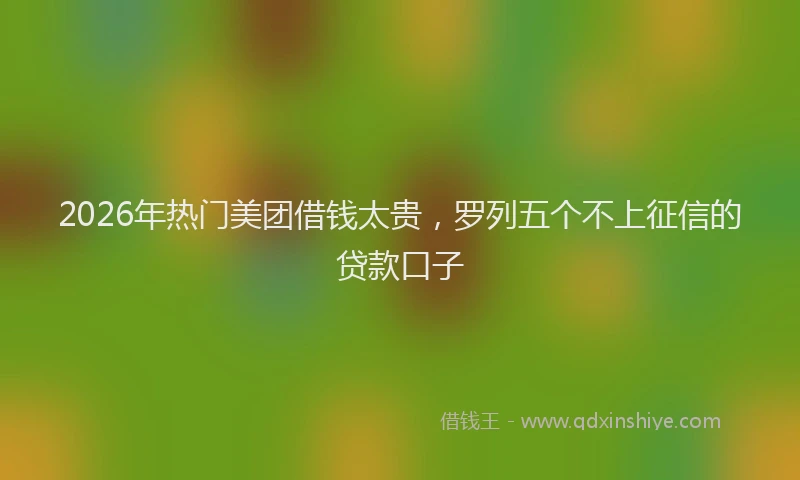 2026年热门美团借钱太贵，罗列五个不上征信的贷款口子