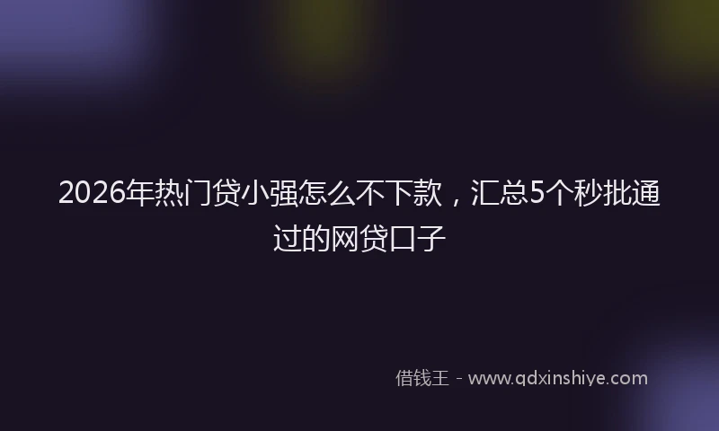 2026年热门贷小强怎么不下款，汇总5个秒批通过的网贷口子