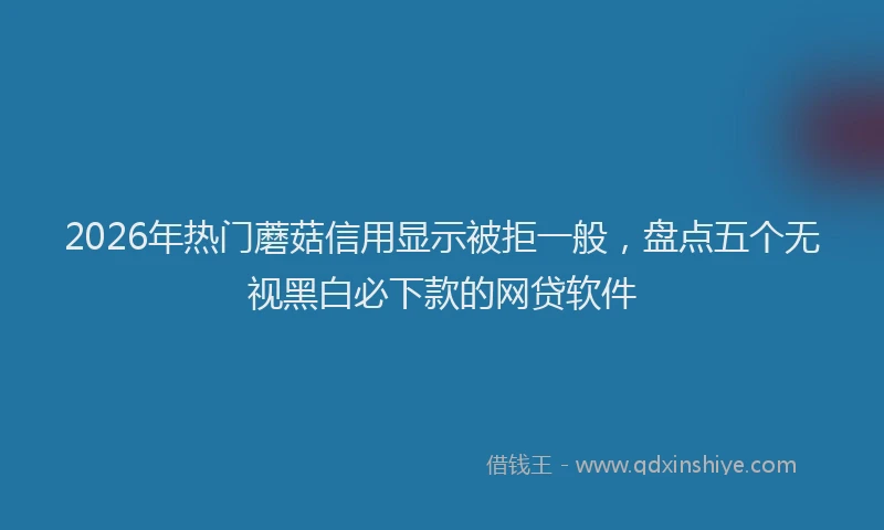 2026年热门蘑菇信用显示被拒一般，盘点五个无视黑白必下款的网贷软件