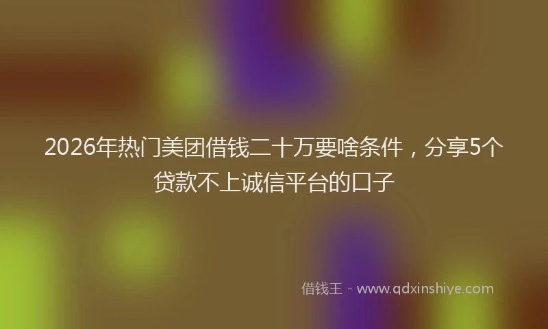 2026年热门美团借钱二十万要啥条件，分享5个贷款不上诚信平台的口子