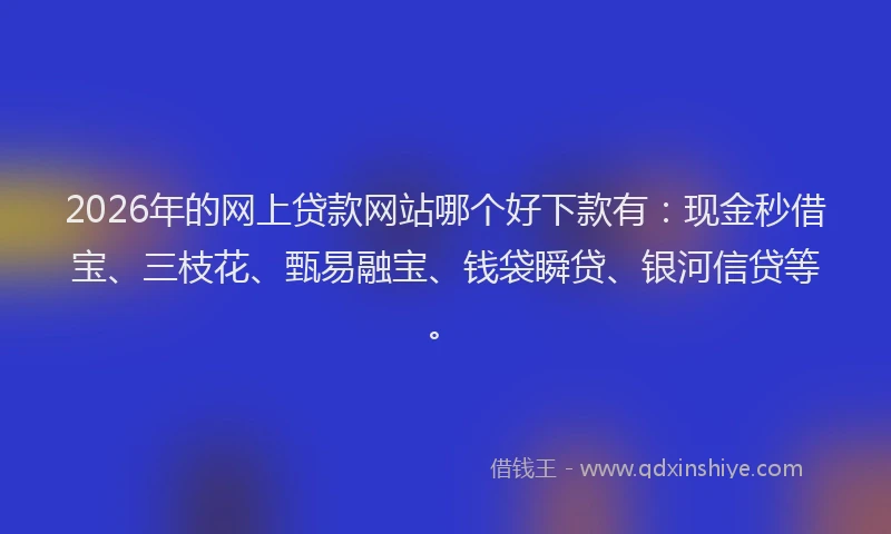 2026年的网上贷款网站哪个好下款有：现金秒借宝、三枝花、甄易融宝、钱袋瞬贷、银河信贷等。