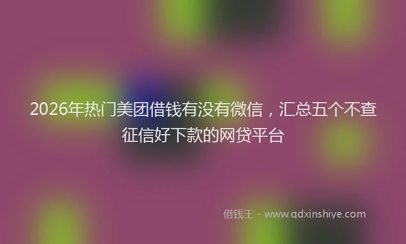 2026年热门美团借钱有没有微信，汇总五个不查征信好下款的网贷平台