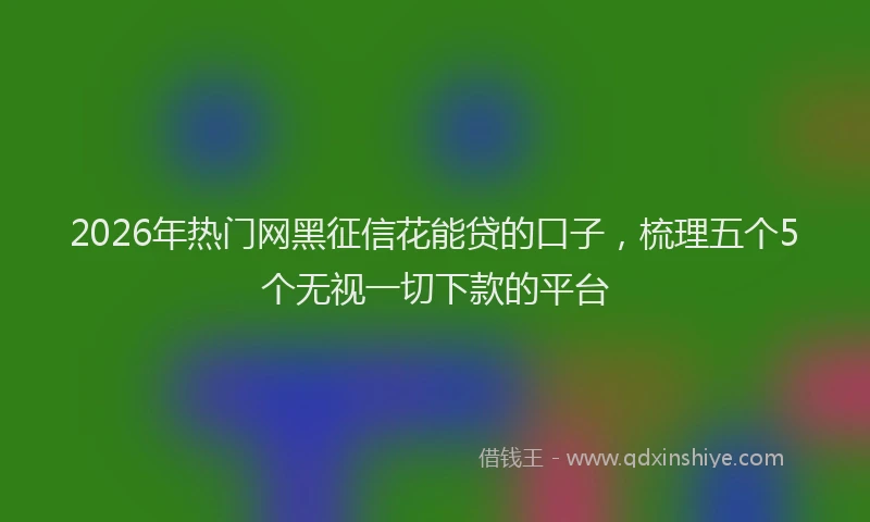 2026年热门网黑征信花能贷的口子，梳理五个5个无视一切下款的平台