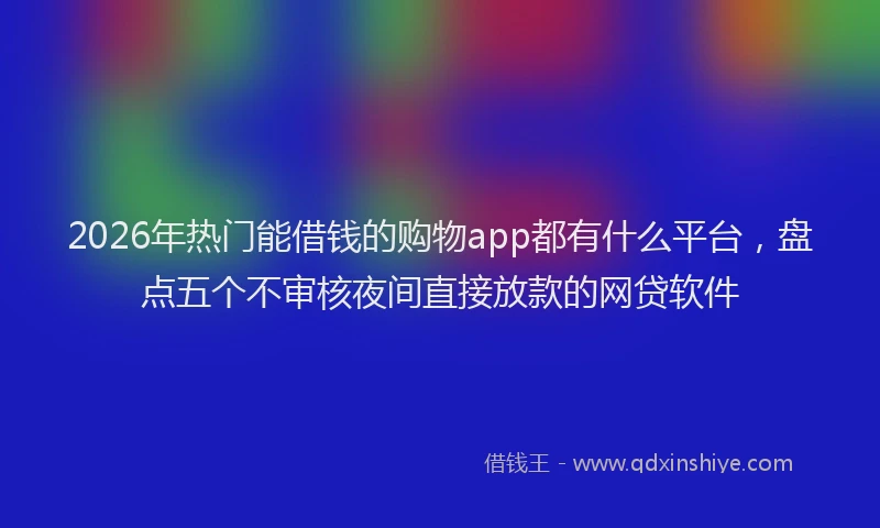2026年热门能借钱的购物app都有什么平台，盘点五个不审核夜间直接放款的网贷软件