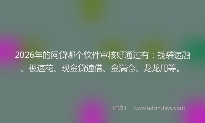 2026年的网贷哪个软件审核好通过有：钱袋速融、极速花、现金贷速借、金满仓、龙龙用等。