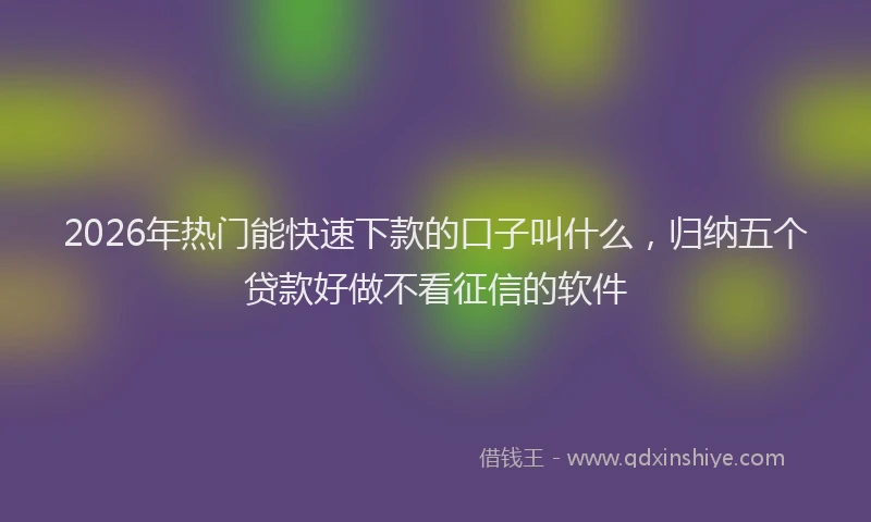 2026年热门能快速下款的口子叫什么，归纳五个贷款好做不看征信的软件