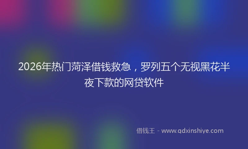 2026年热门菏泽借钱救急，罗列五个无视黑花半夜下款的网贷软件