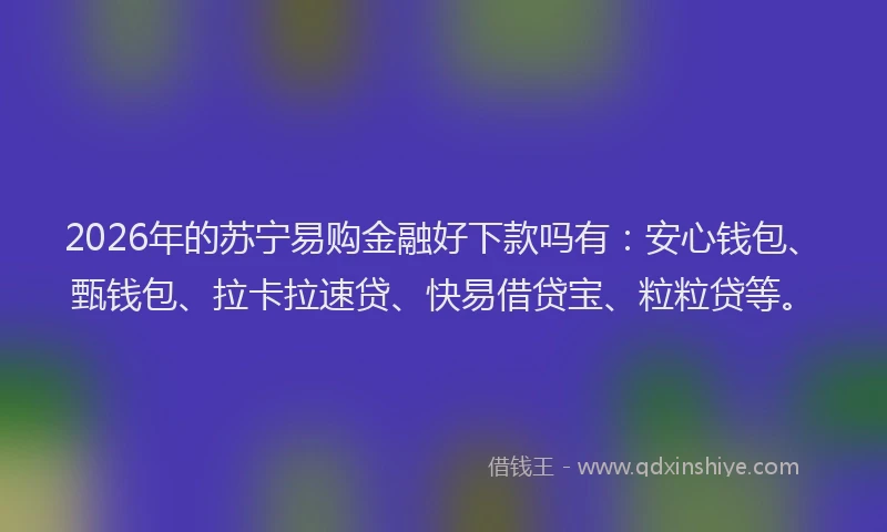 2026年的苏宁易购金融好下款吗有：安心钱包、甄钱包、拉卡拉速贷、快易借贷宝、粒粒贷等。