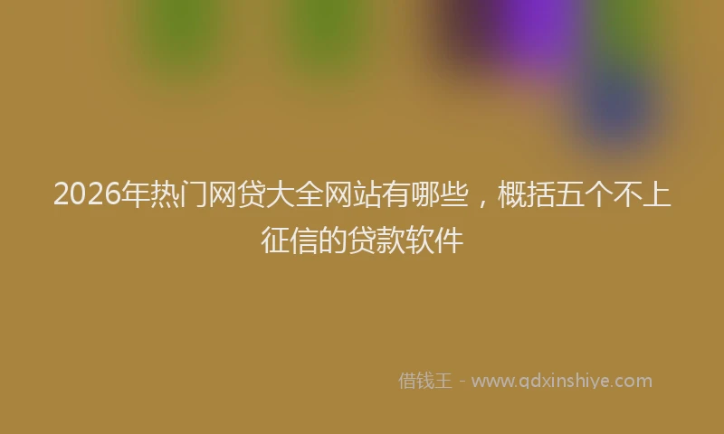 2026年热门网贷大全网站有哪些，概括五个不上征信的贷款软件