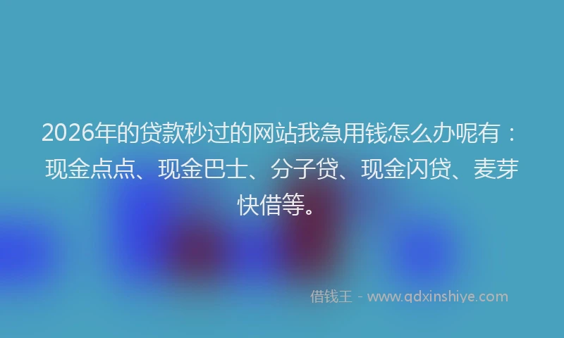 2026年的贷款秒过的网站我急用钱怎么办呢有：现金点点、现金巴士、分子贷、现金闪贷、麦芽快借等。