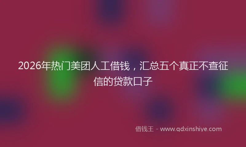 2026年热门美团人工借钱，汇总五个真正不查征信的贷款口子