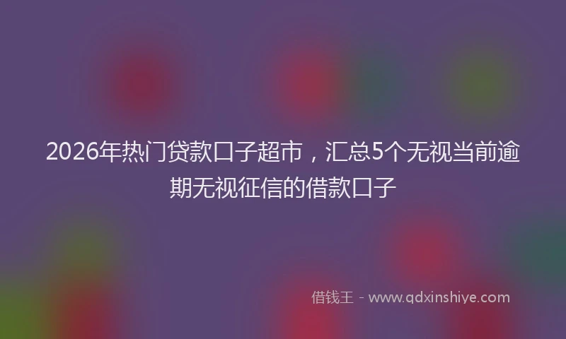 2026年热门贷款口子超市,汇总5个无视当前逾期无视征信的借款口子