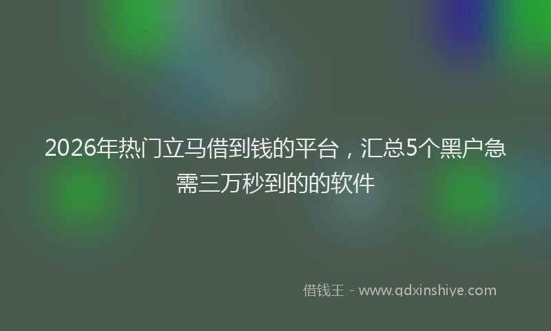 2026年热门立马借到钱的平台，汇总5个黑户急需三万秒到的的软件