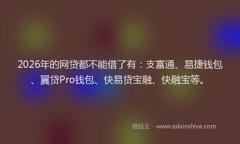 2026年的网贷都不能借了有：支富通、易捷钱包、翼贷Pro钱包、快易贷宝融、快融宝等。