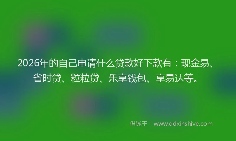 2026年的自己申请什么贷款好下款有：现金易、省时贷、粒粒贷、乐享钱包、享易达等。