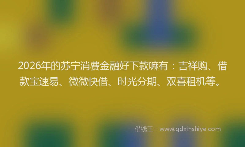 2026年的苏宁消费金融好下款嘛有：吉祥购、借款宝速易、微微快借、时光分期、双喜租机等。