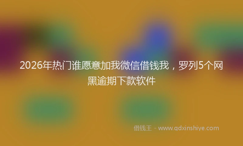2026年热门谁愿意加我微信借钱我，罗列5个网黑逾期下款软件