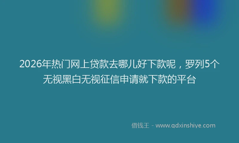 2026年热门网上贷款去哪儿好下款呢,罗列5个无视黑白无视征信申请就下款的平台