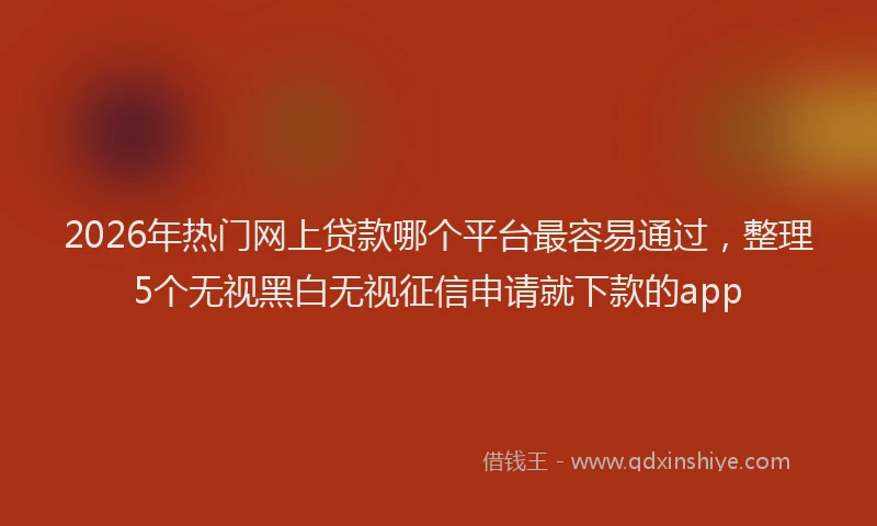 2026年热门网上贷款哪个平台最容易通过，整理5个无视黑白无视征信申请就下款的app