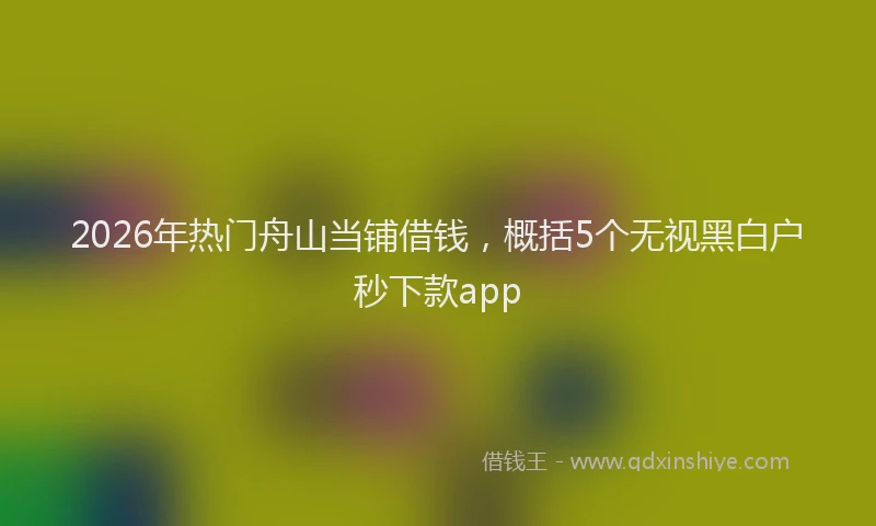 2026年热门舟山当铺借钱，概括5个无视黑白户秒下款app