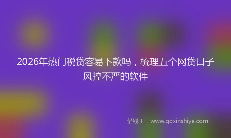 2026年热门税贷容易下款吗，梳理五个网贷口子风控不严的软件