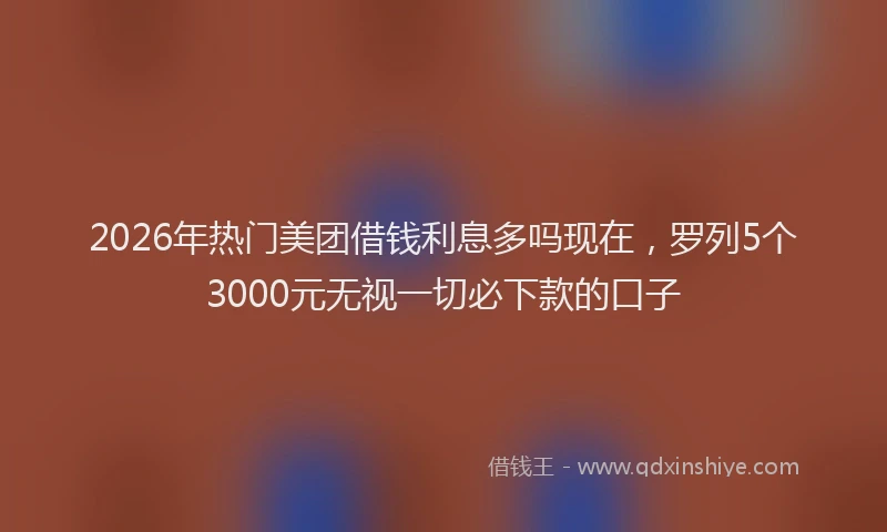 2026年热门美团借钱利息多吗现在，罗列5个3000元无视一切必下款的口子