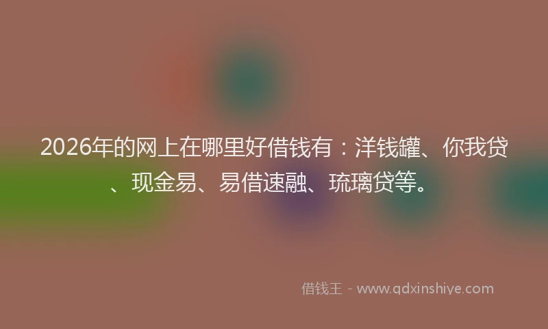 2026年的网上在哪里好借钱有：洋钱罐、你我贷、现金易、易借速融、琉璃贷等。