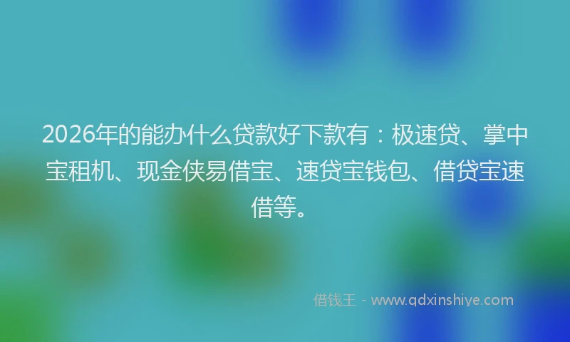 2026年的能办什么贷款好下款有：极速贷、掌中宝租机、现金侠易借宝、速贷宝钱包、借贷宝速借等。