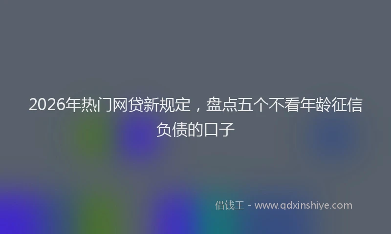 2026年热门网贷新规定，盘点五个不看年龄征信负债的口子
