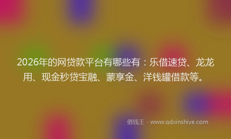 2026年的网贷款平台有哪些有：乐借速贷、龙龙用、现金秒贷宝融、蒙享金、洋钱罐借款等。