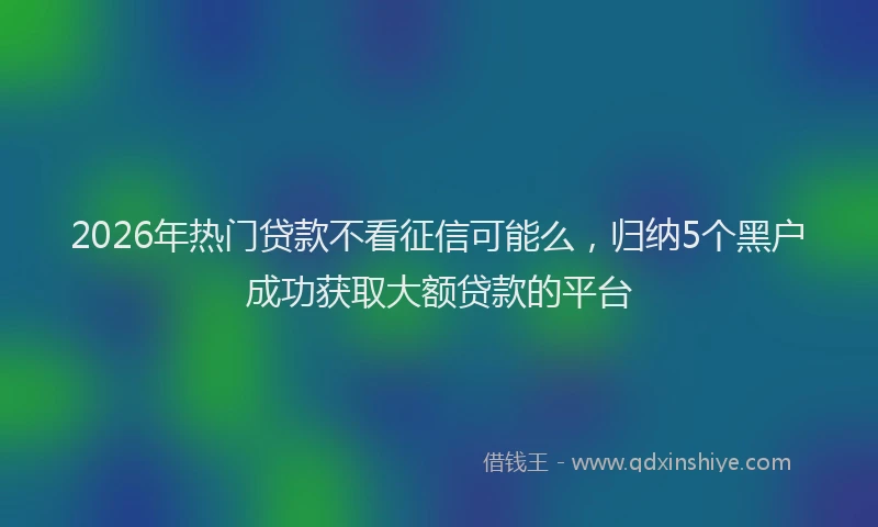 2026年热门贷款不看征信可能么,归纳5个黑户成功获取大额贷款的平台