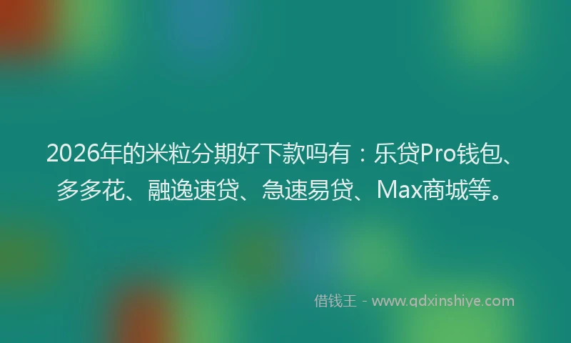 2026年的米粒分期好下款吗有：乐贷Pro钱包、多多花、融逸速贷、急速易贷、Max商城等。
