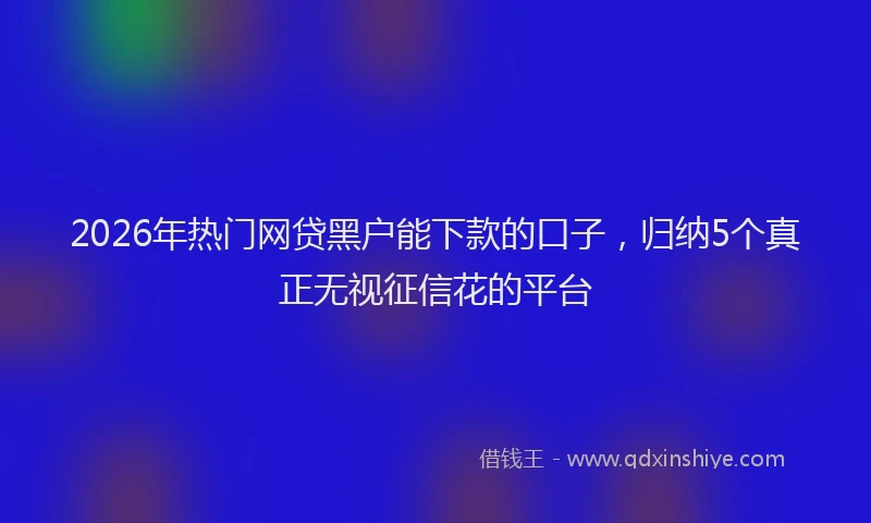 2026年热门网贷黑户能下款的口子，归纳5个真正无视征信花的平台