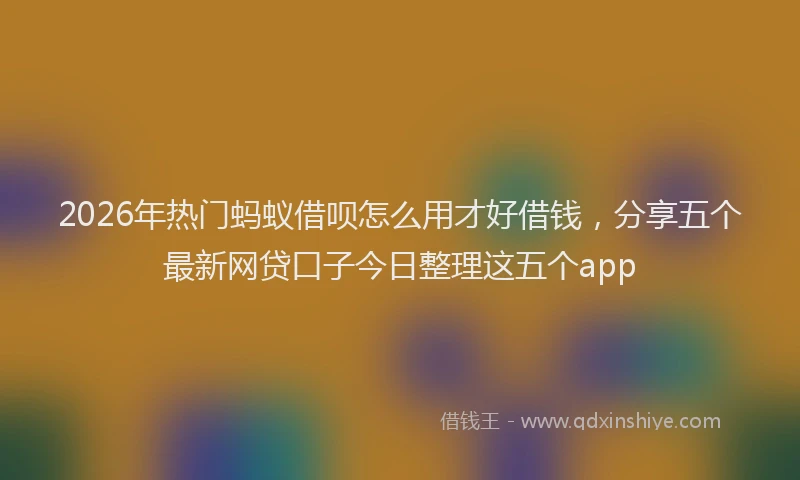 2026年热门蚂蚁借呗怎么用才好借钱，分享五个最新网贷口子今日整理这五个app