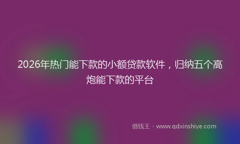 2026年热门能下款的小额贷款软件，归纳五个高炮能下款的平台