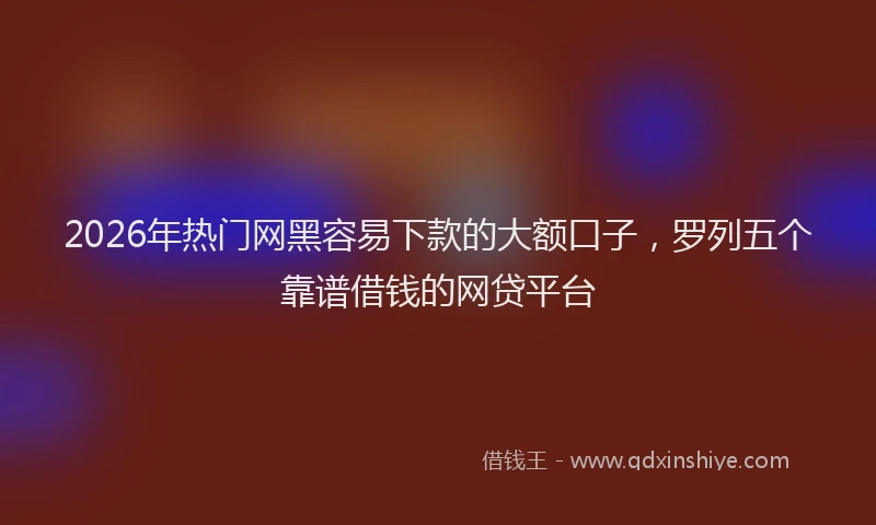 2026年热门网黑容易下款的大额口子,罗列五个靠谱借钱的网贷平台
