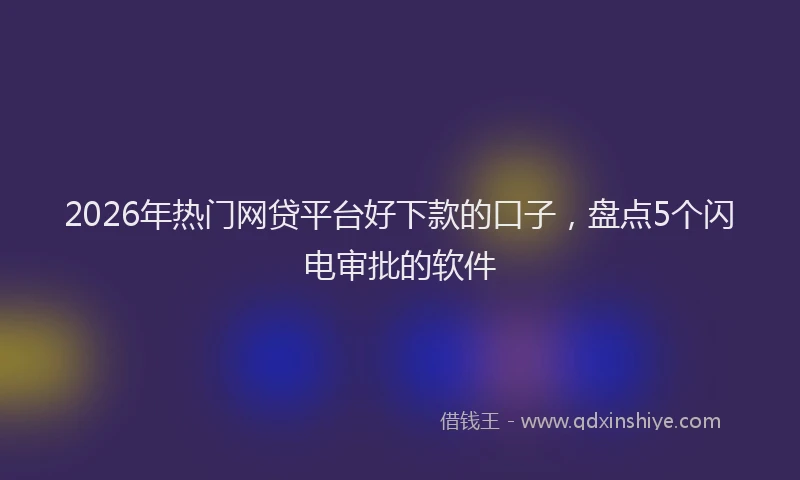 2026年热门网贷平台好下款的口子，盘点5个闪电审批的软件