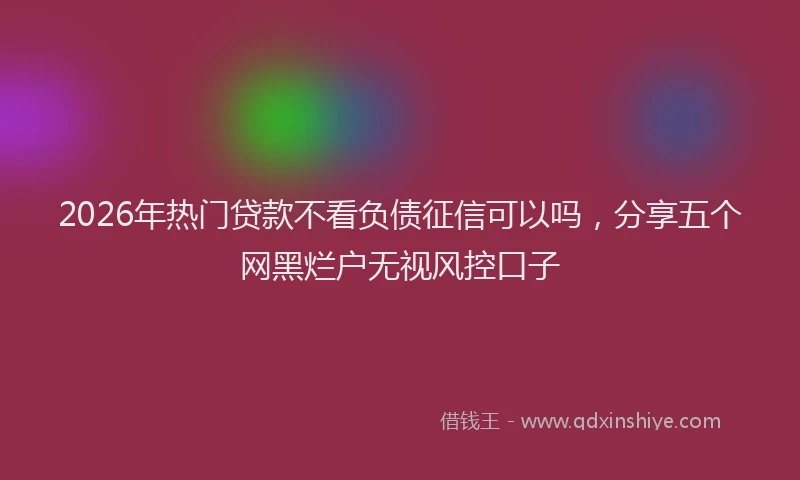 2026年热门贷款不看负债征信可以吗，分享五个网黑烂户无视风控口子