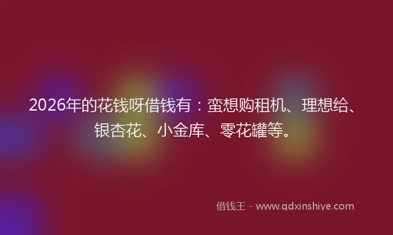 2026年的花钱呀借钱有：蛮想购租机、理想给、银杏花、小金库、零花罐等。