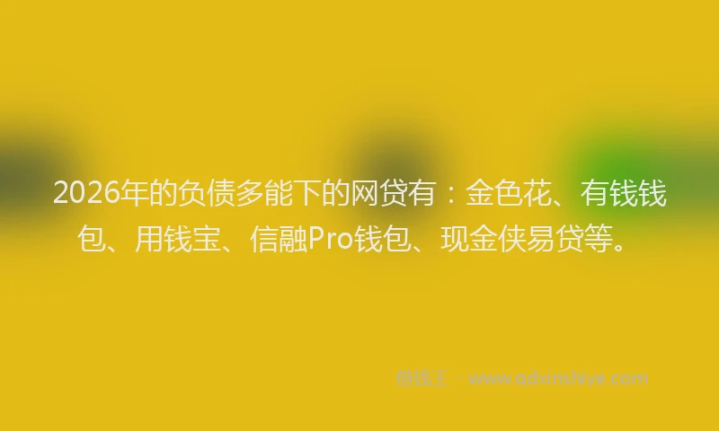 2026年的负债多能下的网贷有：金色花、有钱钱包、用钱宝、信融Pro钱包、现金侠易贷等。