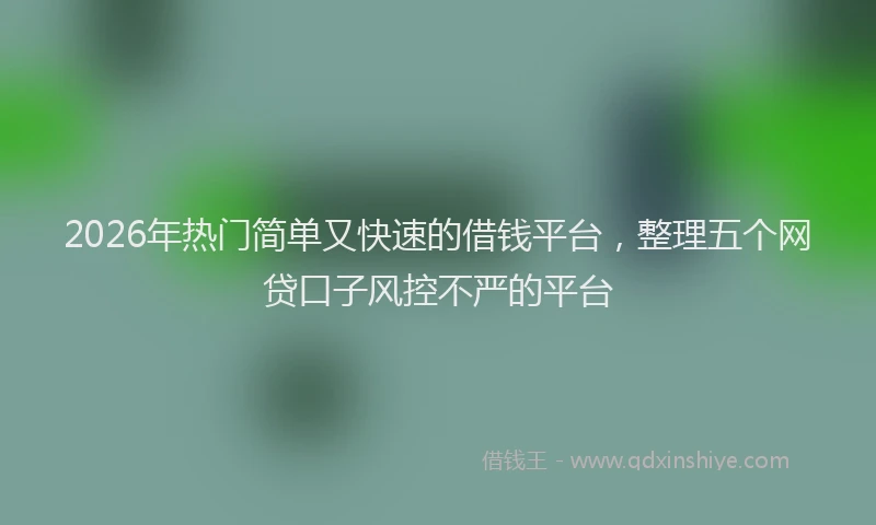 2026年热门简单又快速的借钱平台，整理五个网贷口子风控不严的平台